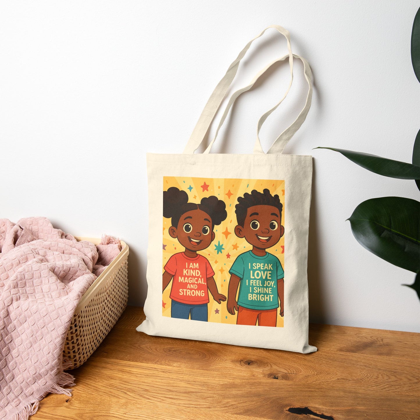 Inspirational Cotton Canvas Tote Bag for Positive Vibes, Eco-Friendly Carry All, Perfect Gift for Kids and Teens, Fun and Colorful Designs