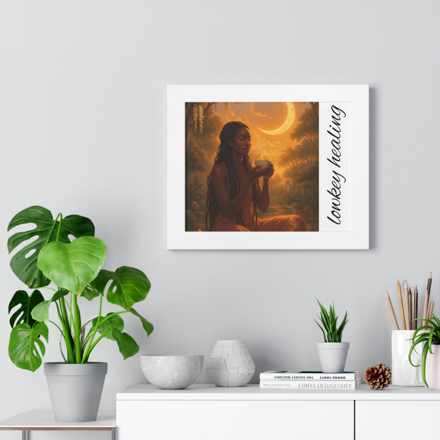 Serene Framed Poster, Art Print, Home Decor, Gift for Her, Meditation Wall Art, Self-Care Decoration, Mindfulness Artwork