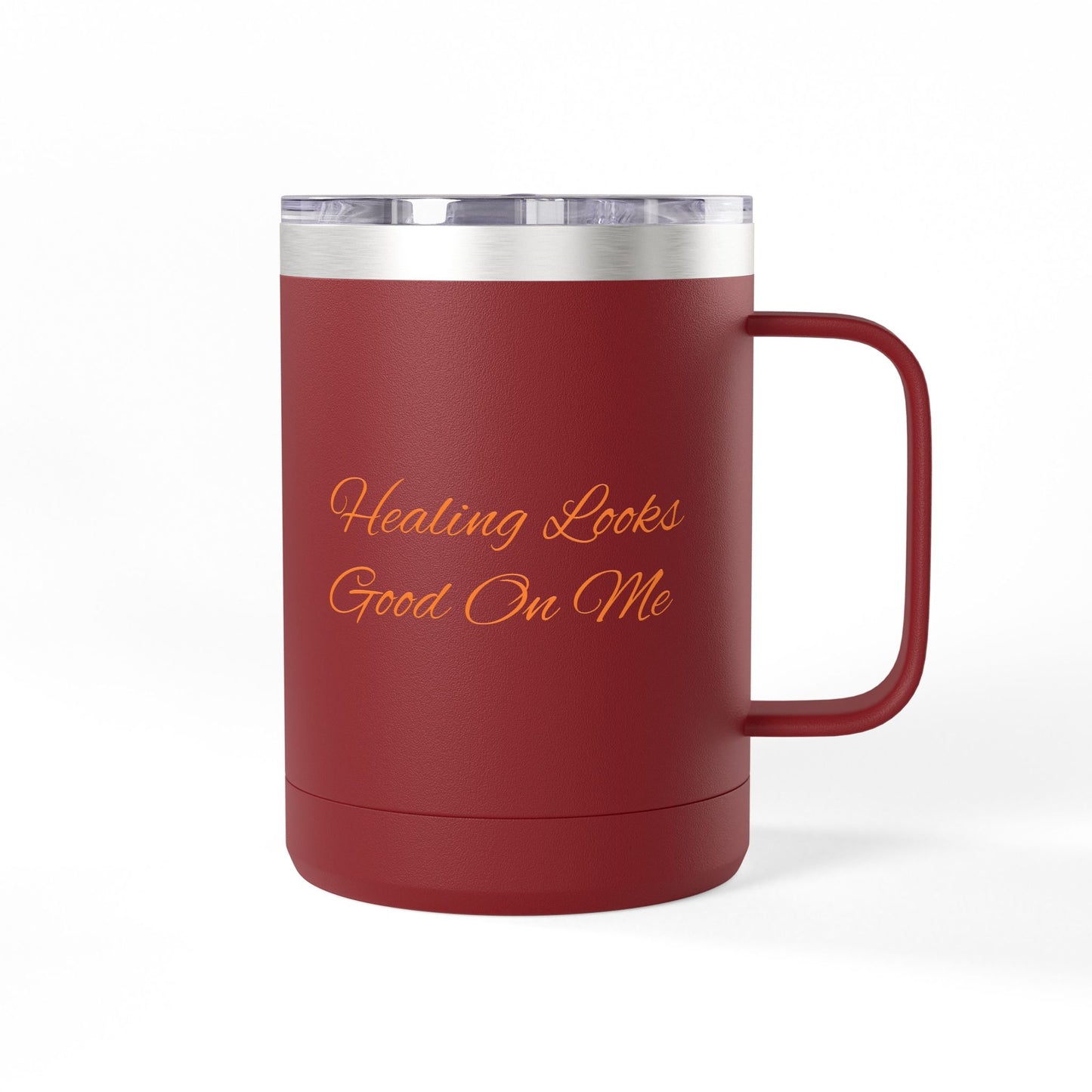 Healing Looks Good On Me Coffee Mug Tumbler, Inspirational Gift, Motivational Cup, Self-Care Reminder, Wellness Celebration Mug