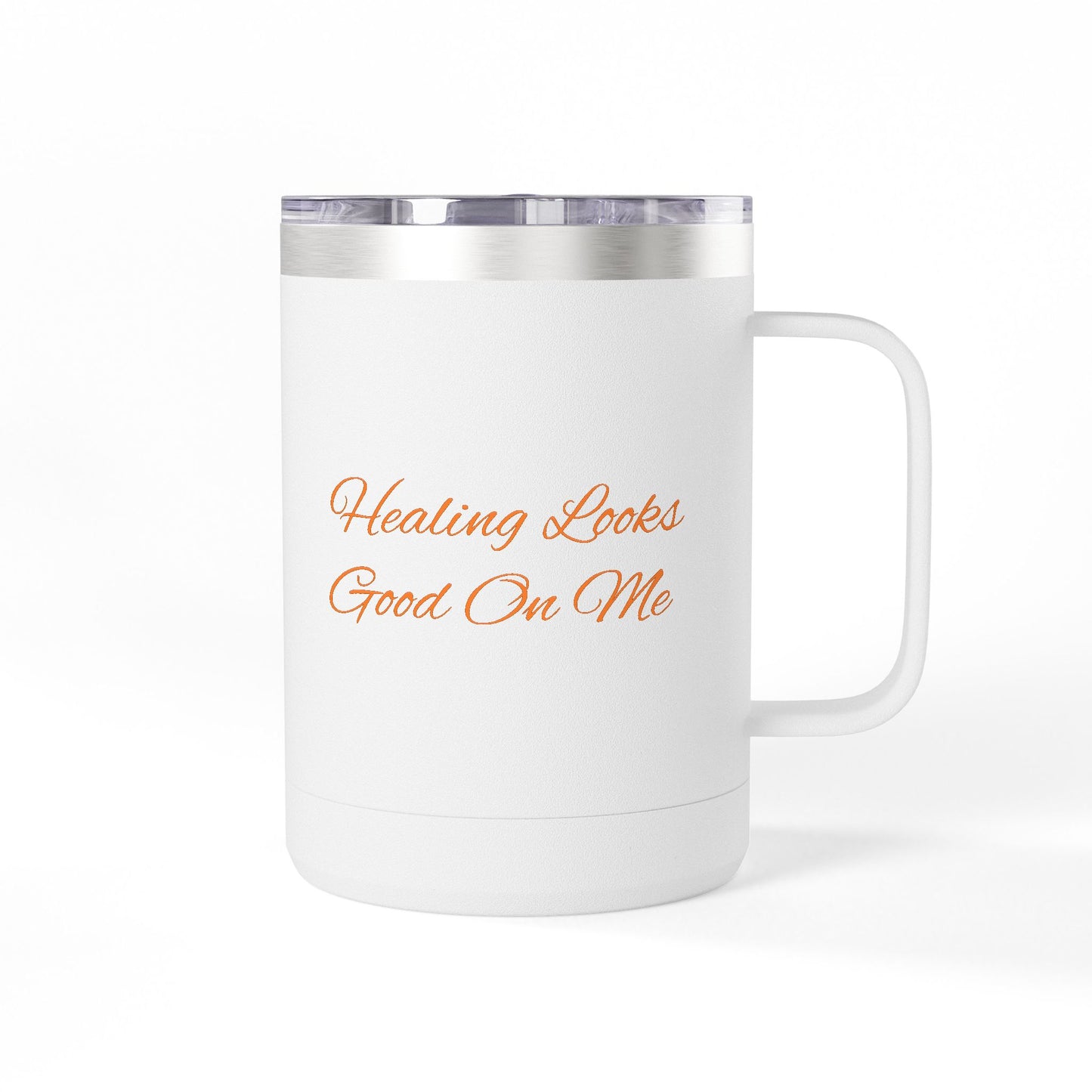 Healing Looks Good On Me Coffee Mug Tumbler, Inspirational Gift, Motivational Cup, Self-Care Reminder, Wellness Celebration Mug