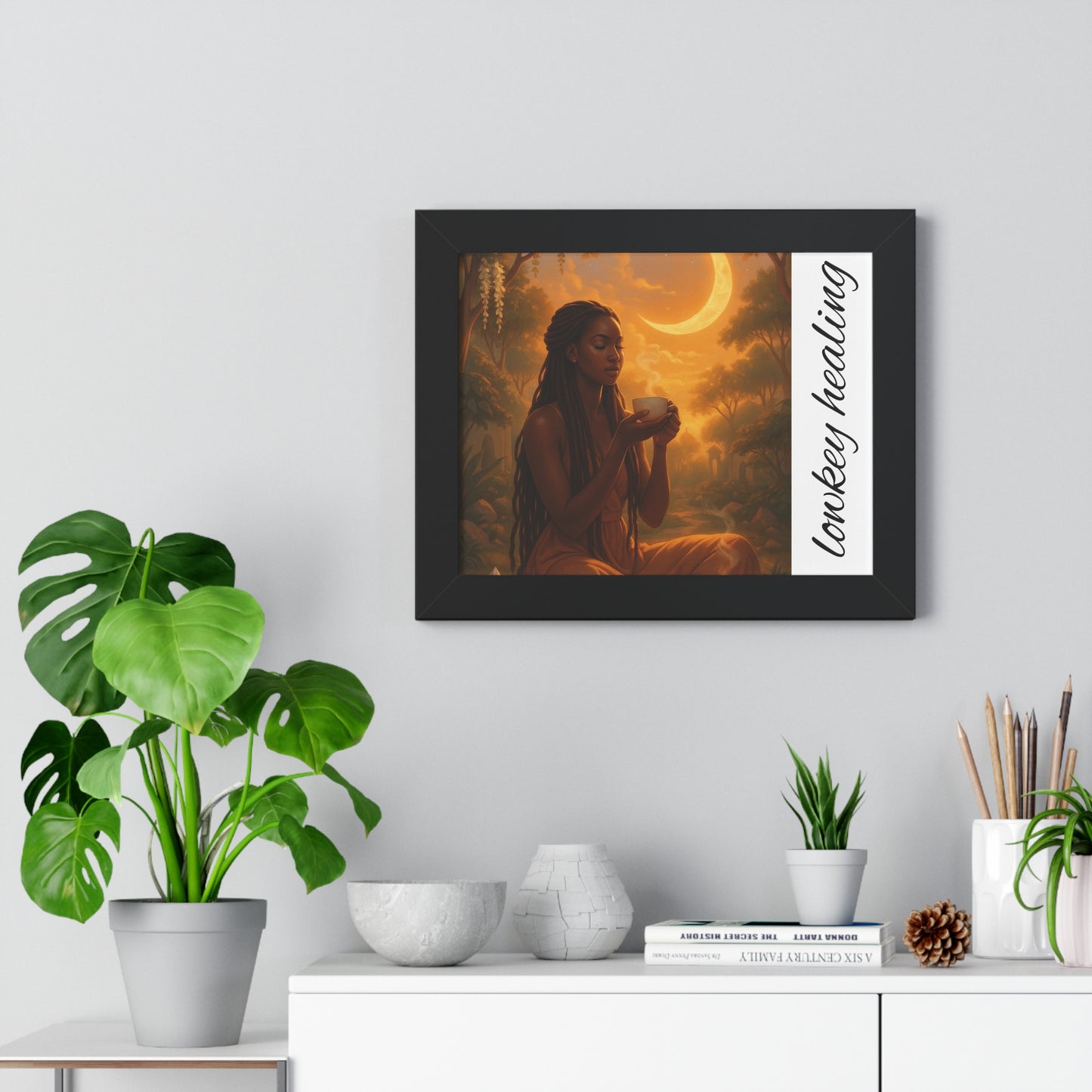 Serene Framed Poster, Art Print, Home Decor, Gift for Her, Meditation Wall Art, Self-Care Decoration, Mindfulness Artwork