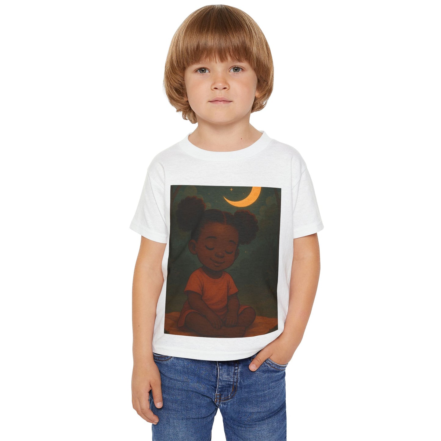"LOWKEY LIL' ONES MOON & STARS TODDLER SHIRT-SOFT AFFIRMATION TEE FOR KIDS, GENTLE STRENGTH, DREAMY COMFORT"