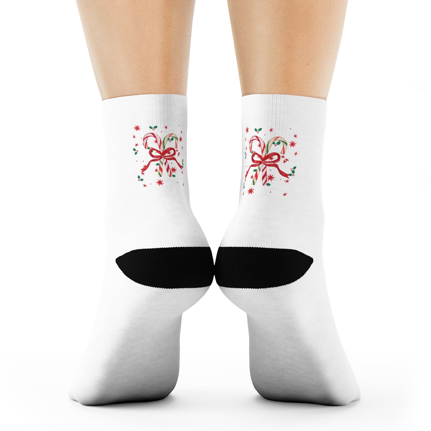 Candy Cane Christmas Socks- Cozy Holiday Crew Socks