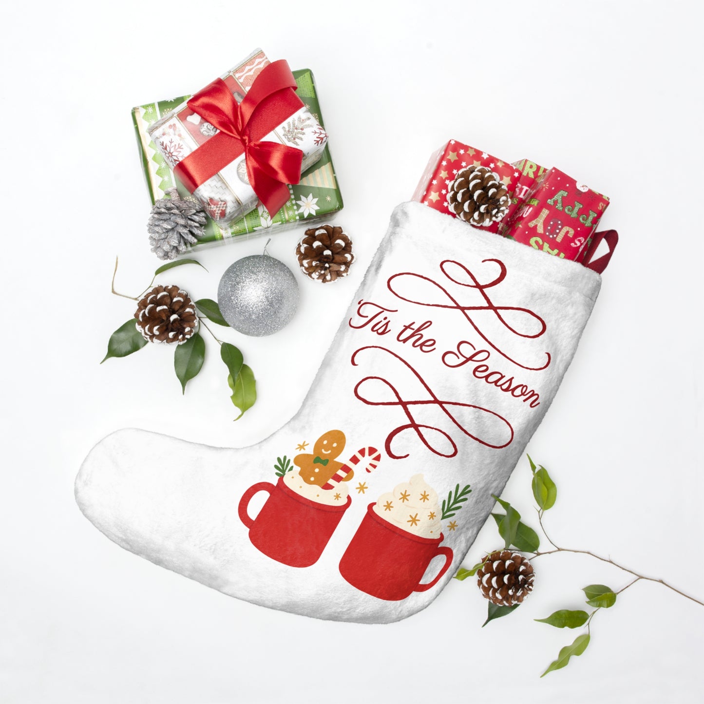 'Tis the Season Cozy Cocoa Christmas Stocking