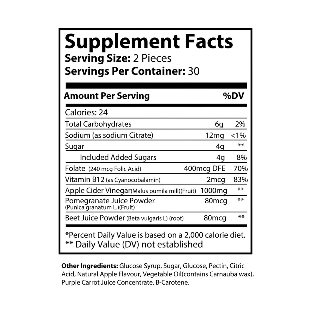 Lowkey Healing Apple Cider Vinegar Gummies -Daily Wellness Support (60 Gummies)