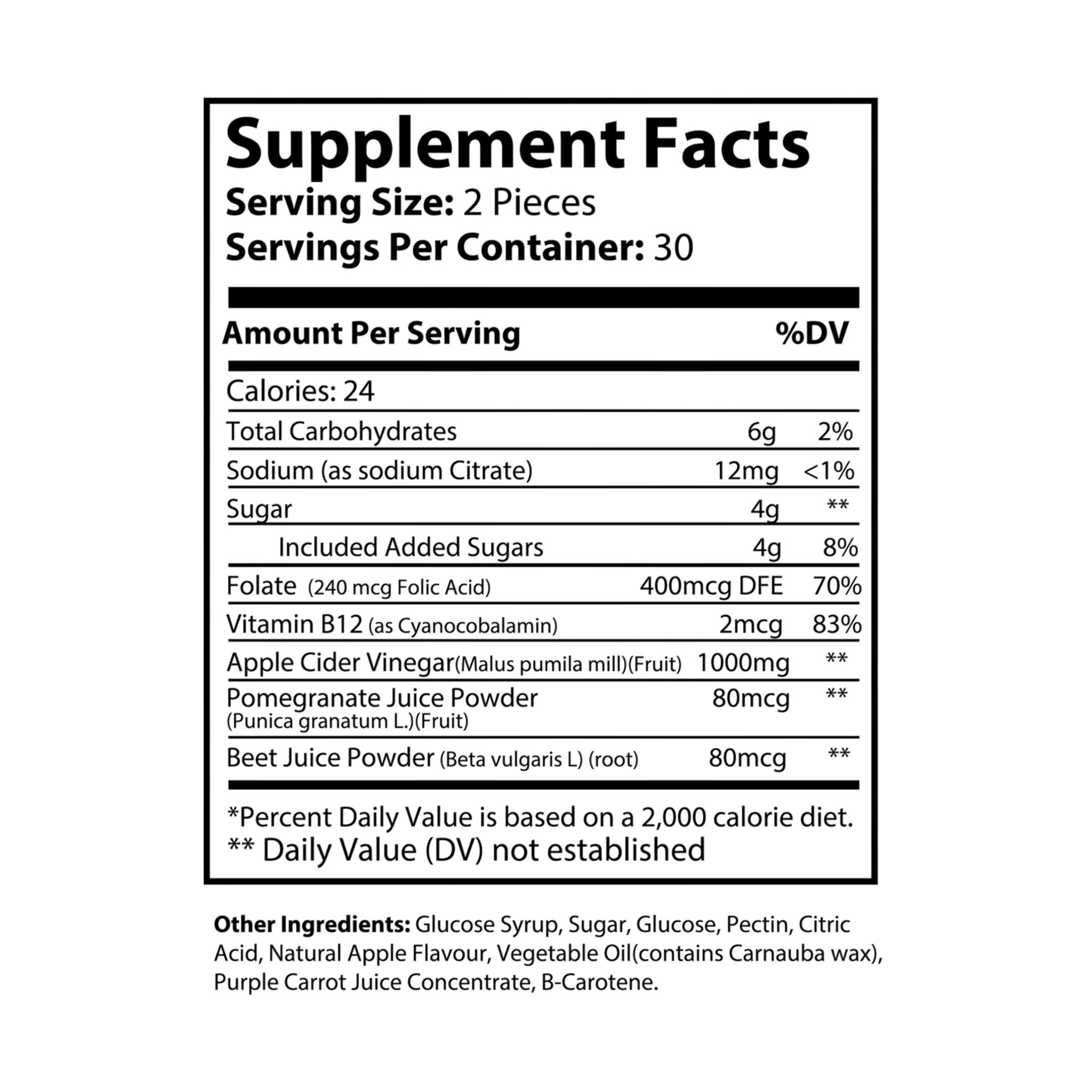 Lowkey Healing Apple Cider Vinegar Gummies -Daily Wellness Support (60 Gummies)