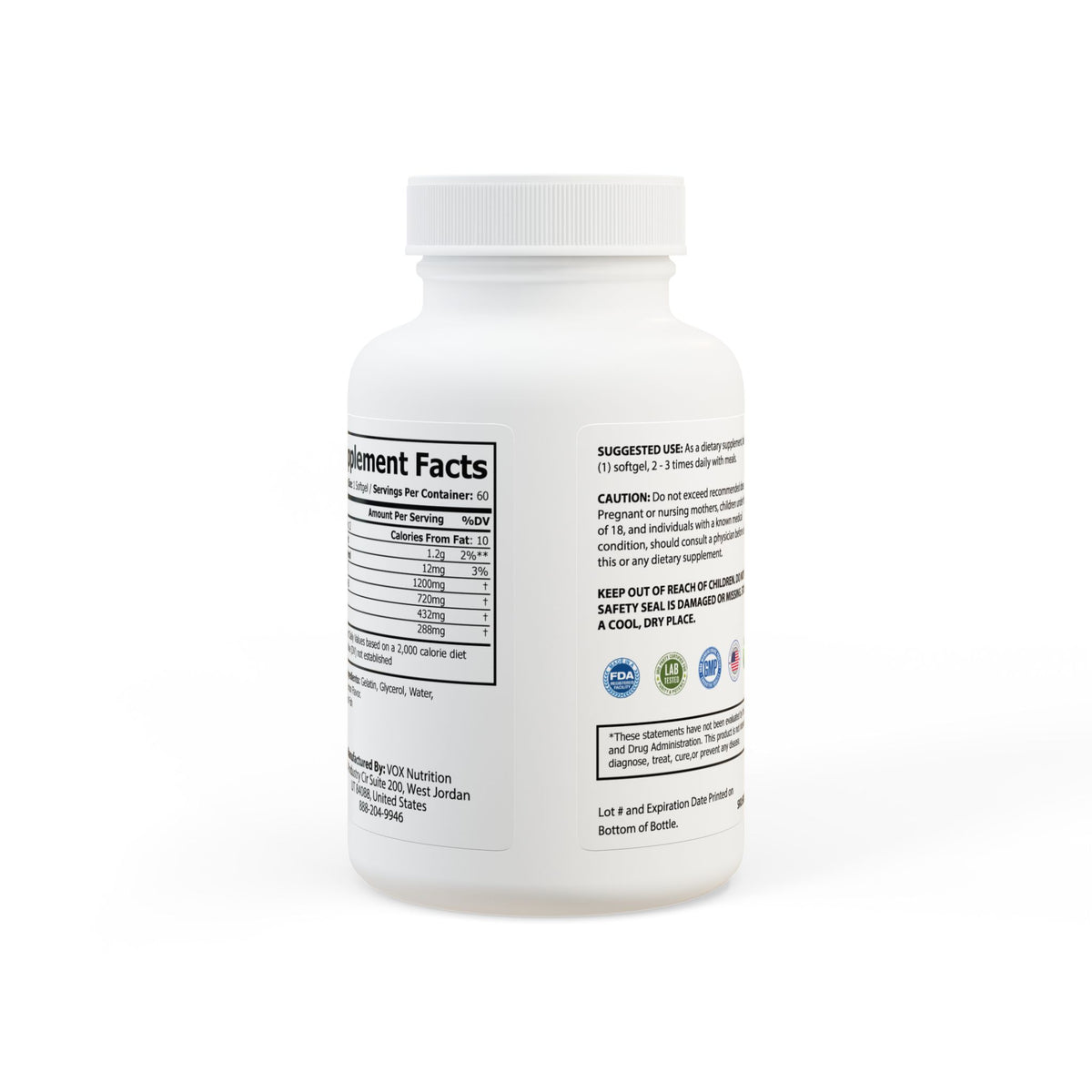 Lowkey Healing Omega- 3 Fish Oil Lemon Flavored Daily Wellness Support   (60 Soft gels)