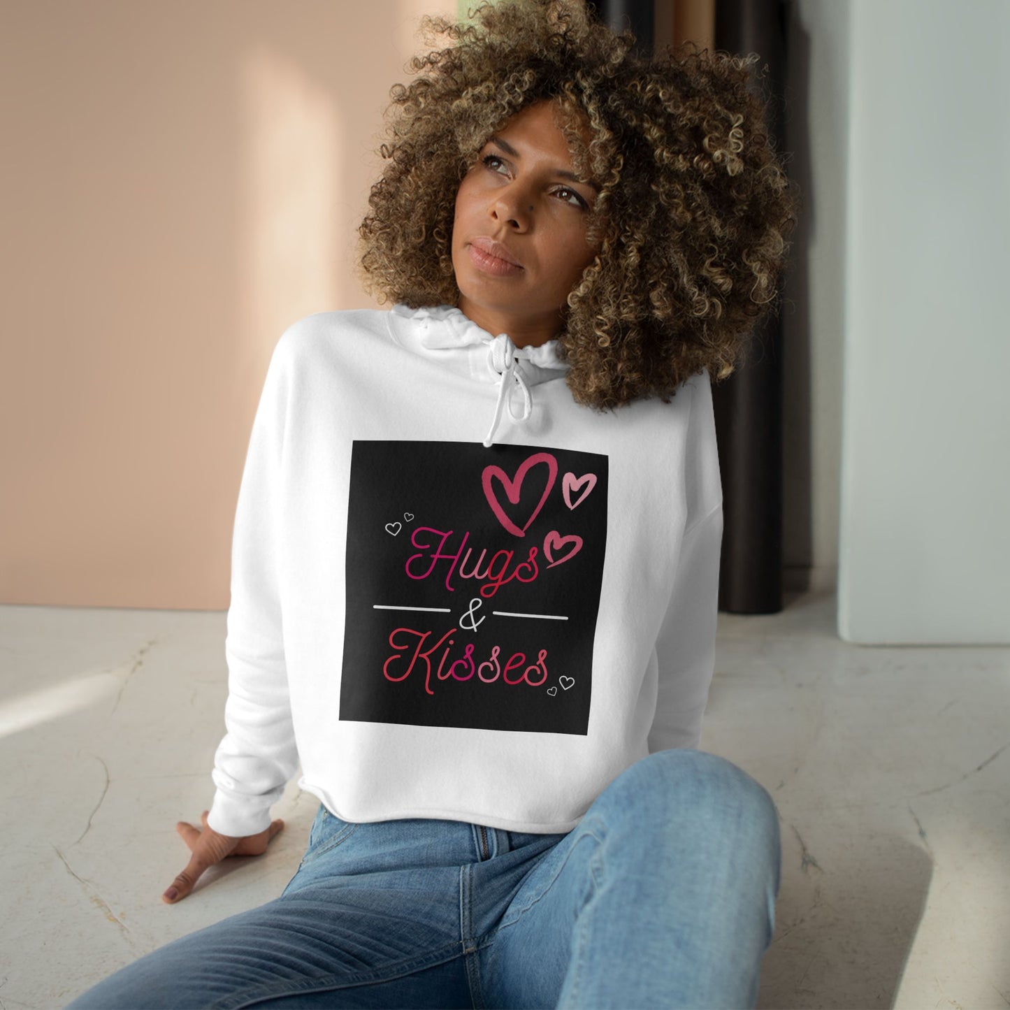 Lowkey Healing Crop Hoodie — Hugs & Kisses Graphic Cropped Sweatshirt