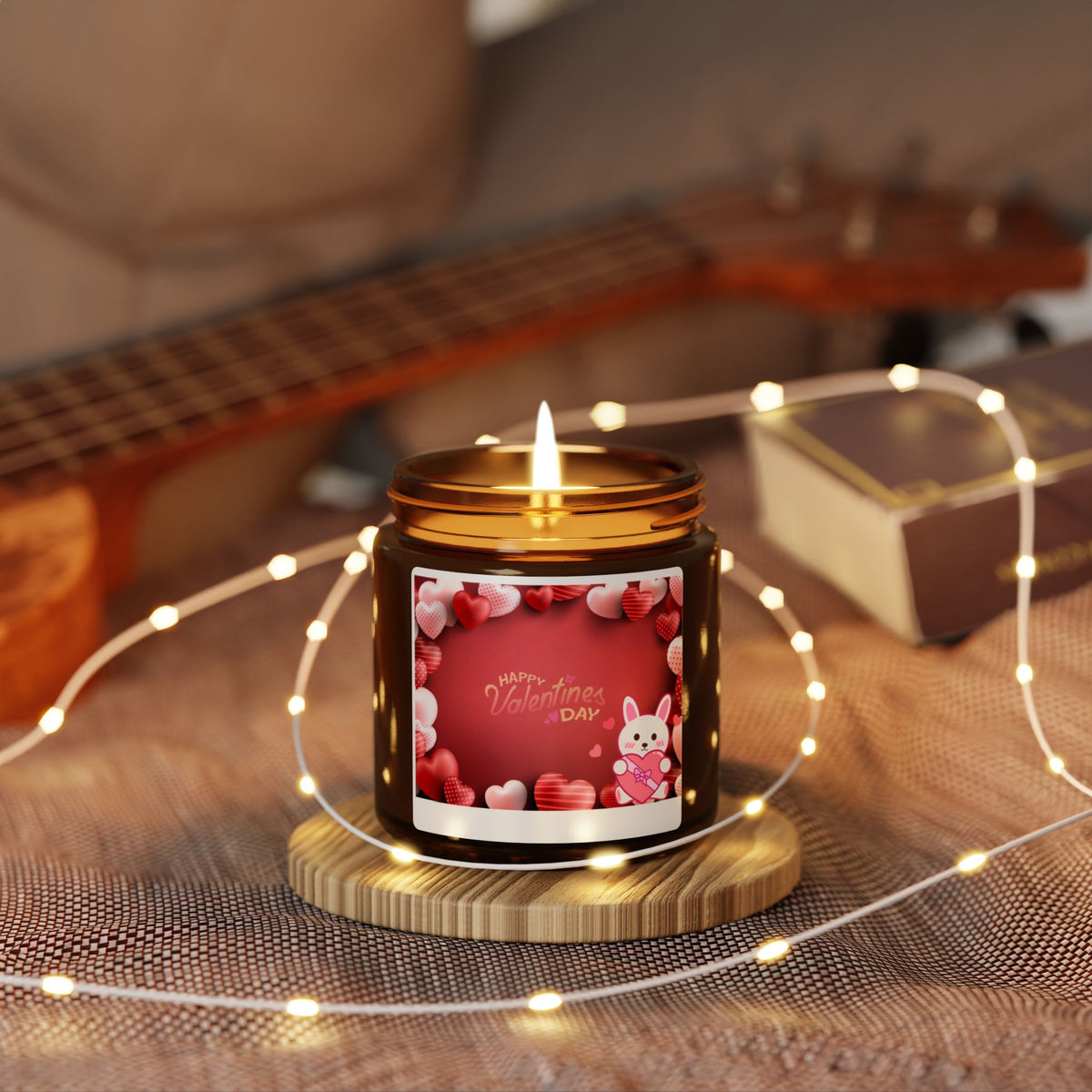 Happy Valentine's Day Bunny Love Amber Jar Candle