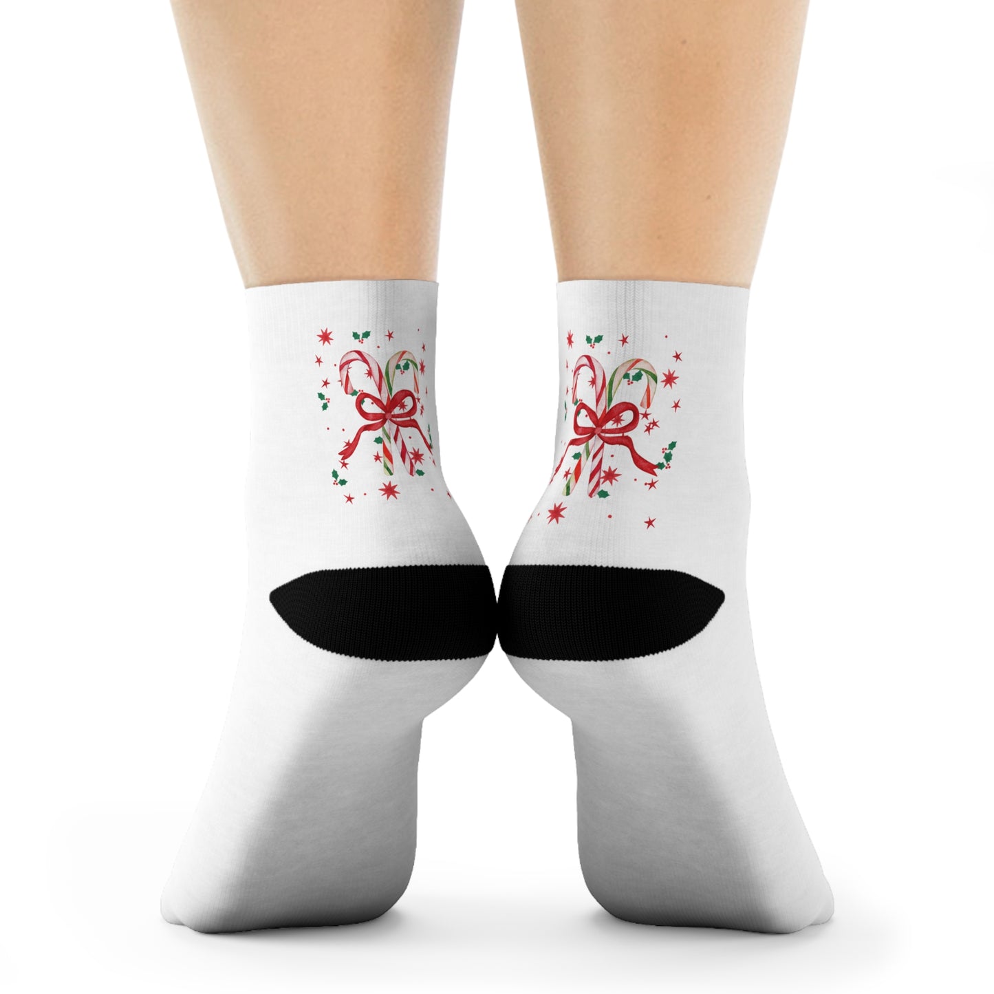 Candy Cane Christmas Socks- Cozy Holiday Crew Socks