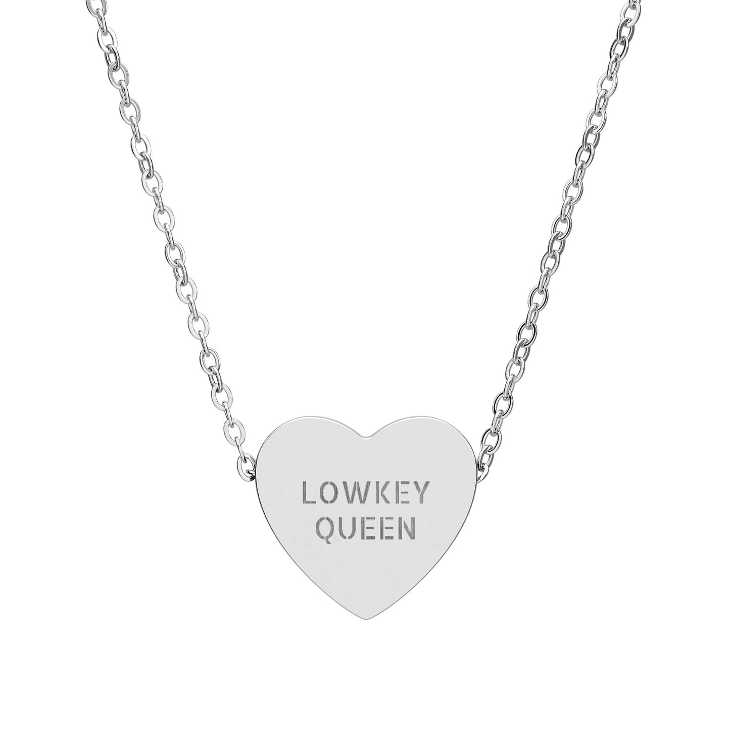 LOWKEY QUEEN ENGRAVED HEART NECKLACE