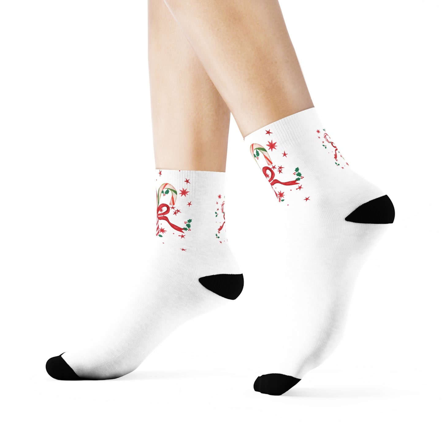 Candy Cane Christmas Socks- Cozy Holiday Crew Socks