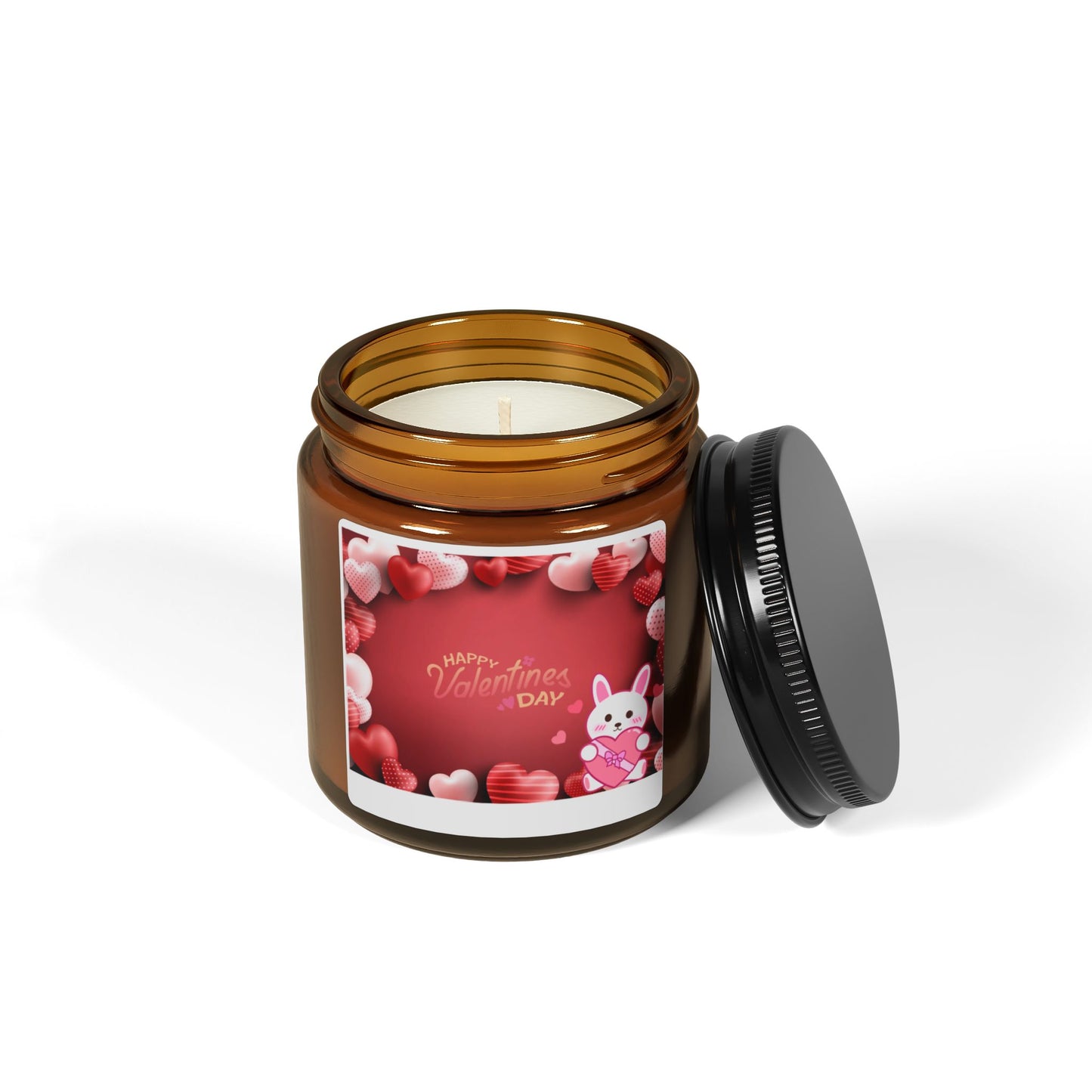 Happy Valentine's Day Bunny Love Amber Jar Candle