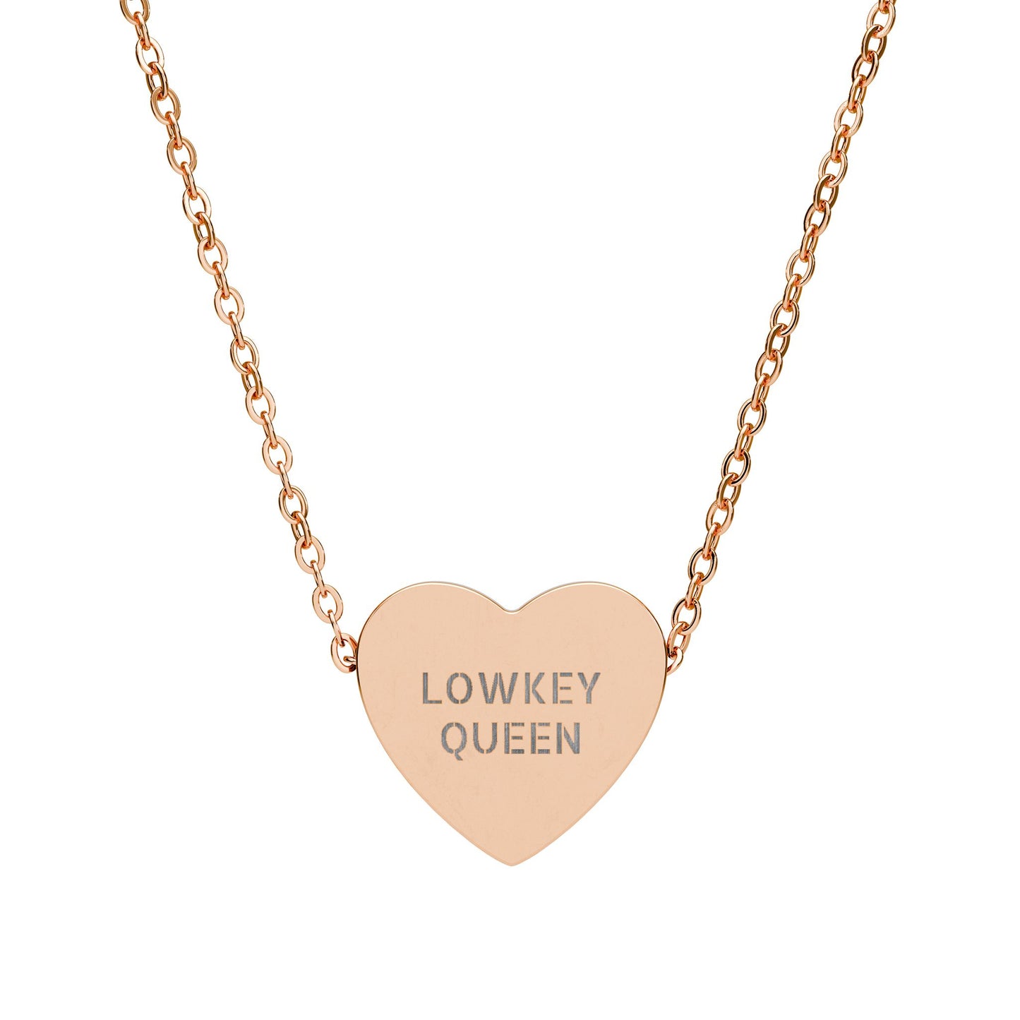 LOWKEY QUEEN ENGRAVED HEART NECKLACE