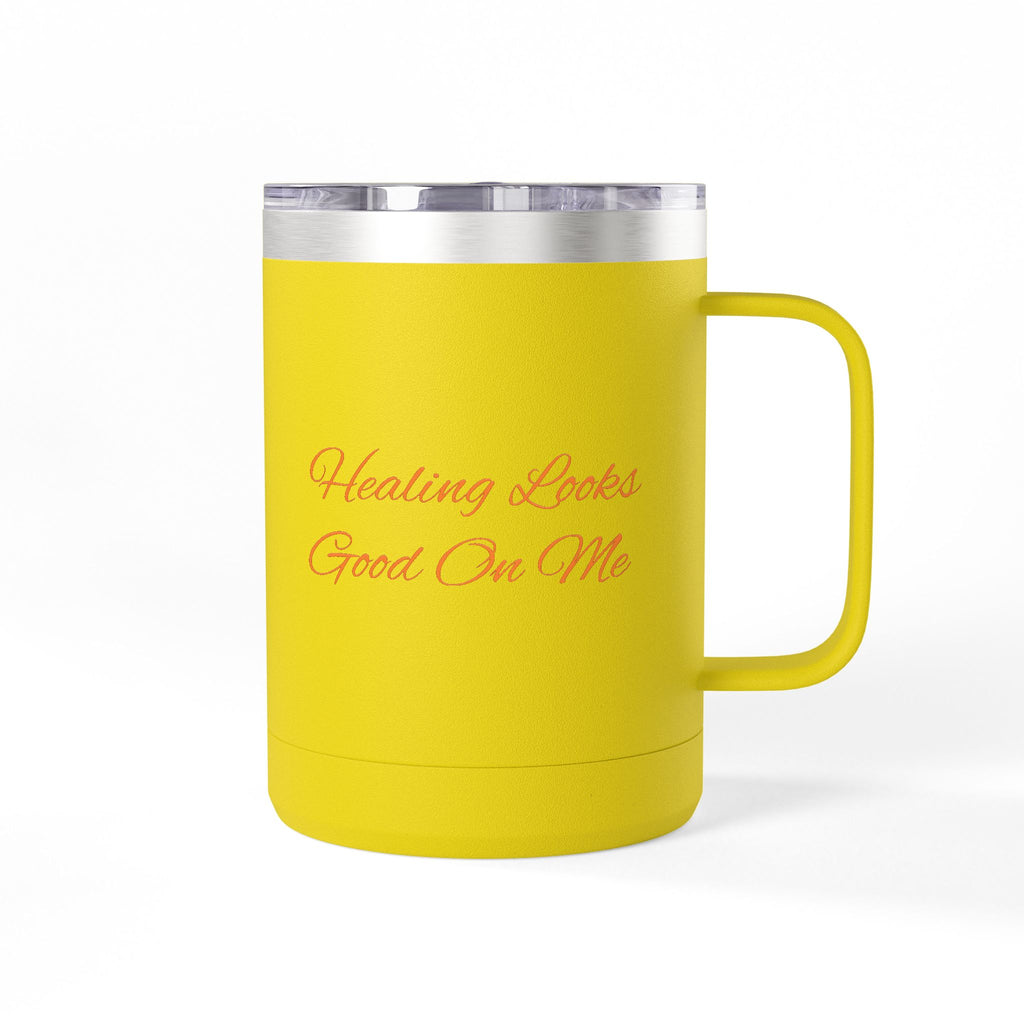 Healing Looks Good On Me Coffee Mug Tumbler, Inspirational Gift, Motivational Cup, Self-Care Reminder, Wellness Celebration Mug