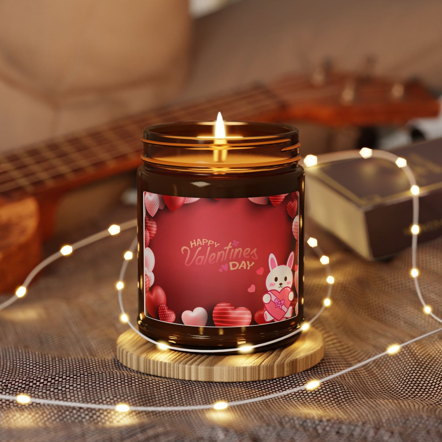 Happy Valentine's Day Bunny Love Amber Jar Candle