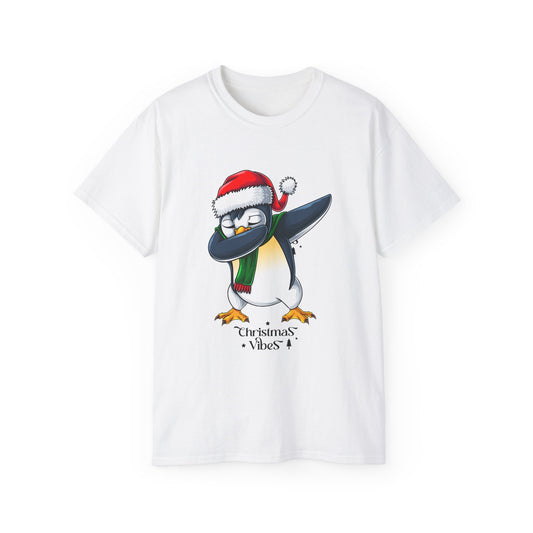 Women's Christmas Vibes Dabbing Penguin Tee