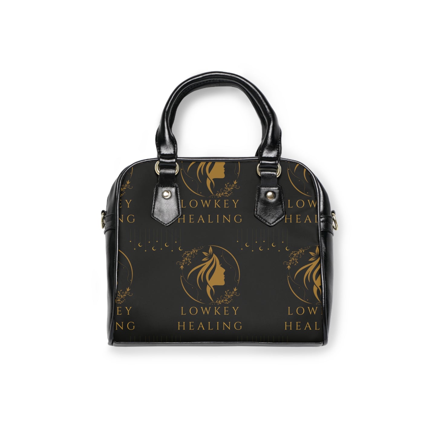 Lowkey Healing Signature Luxe Handbag- Black & Gold Purse