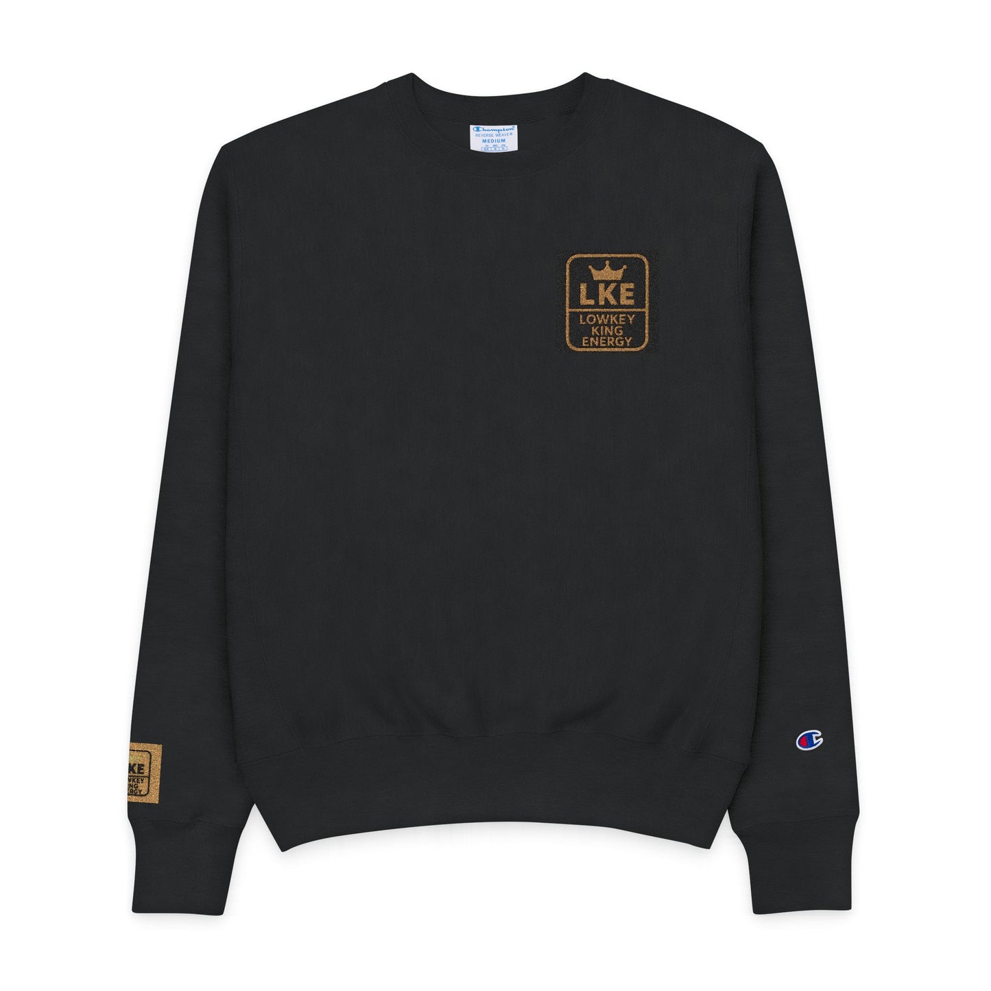 Lowkey king Energy Champion Crewneck- Black & Gold