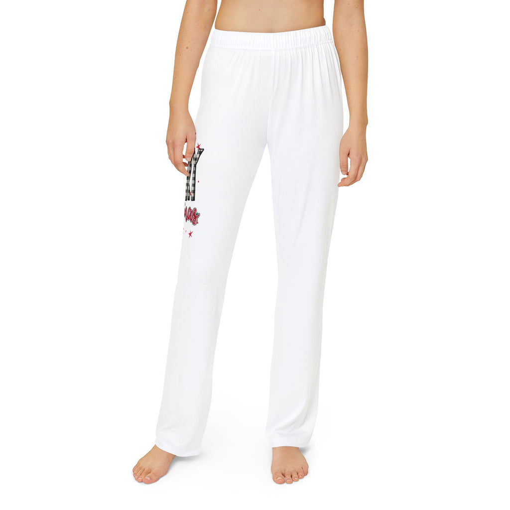 Kids Lounge Pants — Holiday Buffalo Check 'Candy Cane' Graphic