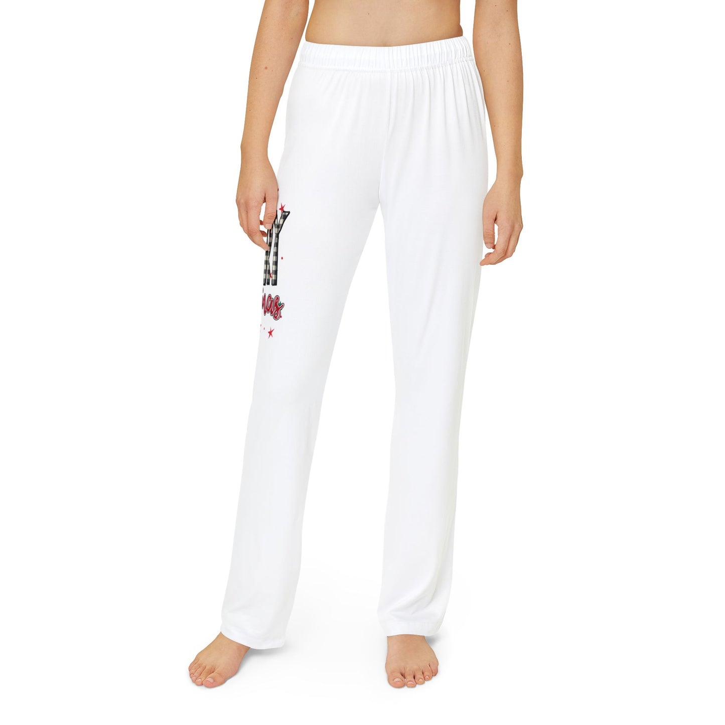 Kids Lounge Pants — Holiday Buffalo Check 'Candy Cane' Graphic