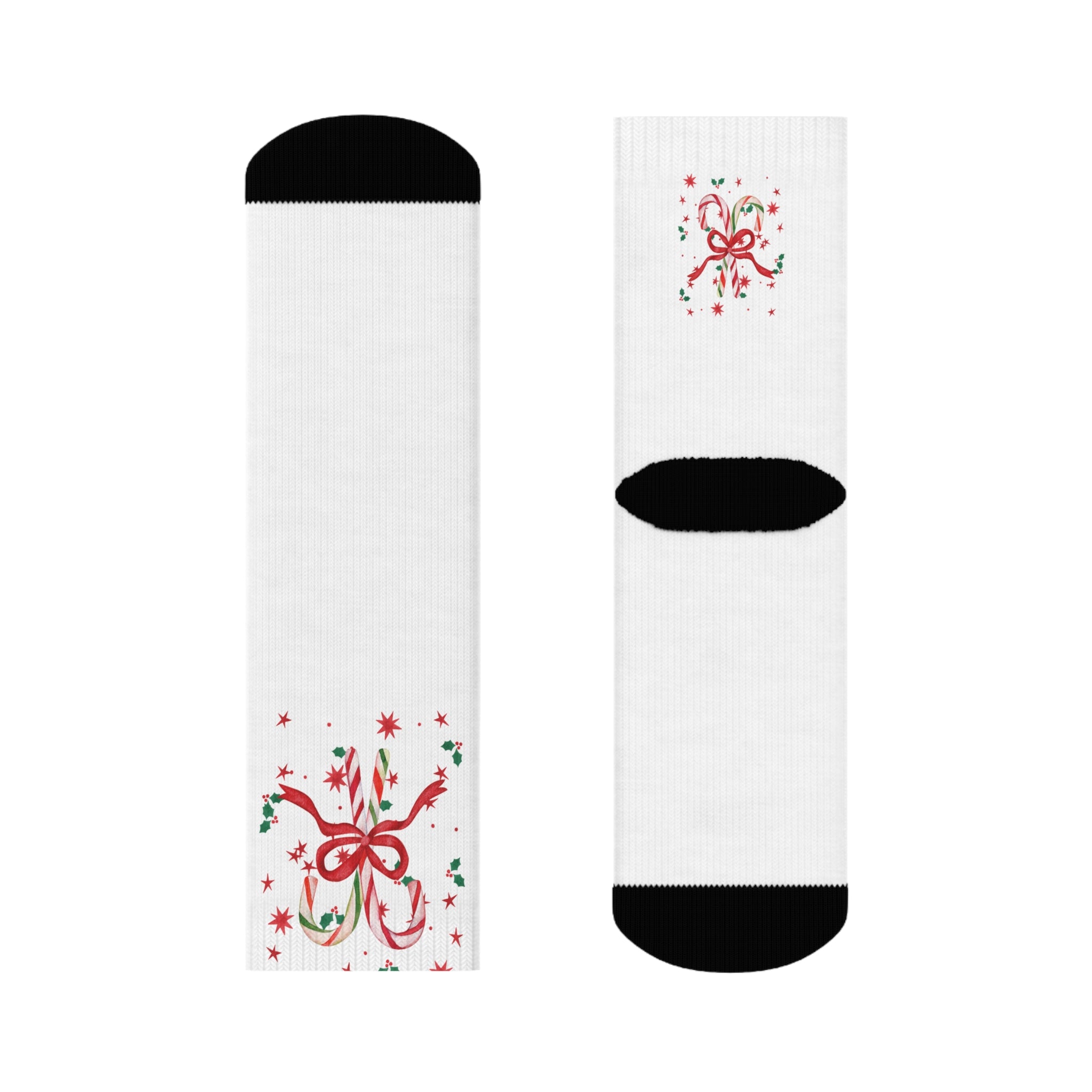 Candy Cane Christmas Socks- Cozy Holiday Crew Socks