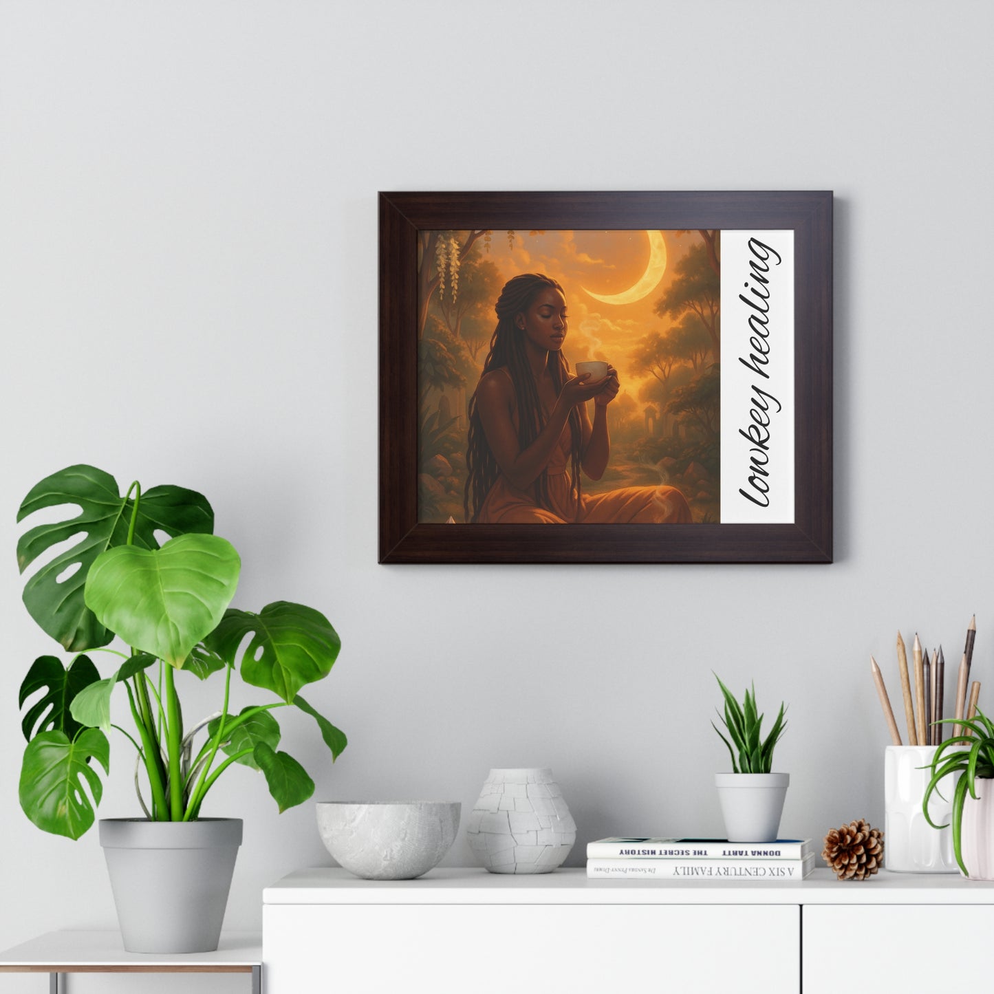 Serene Framed Poster, Art Print, Home Decor, Gift for Her, Meditation Wall Art, Self-Care Decoration, Mindfulness Artwork