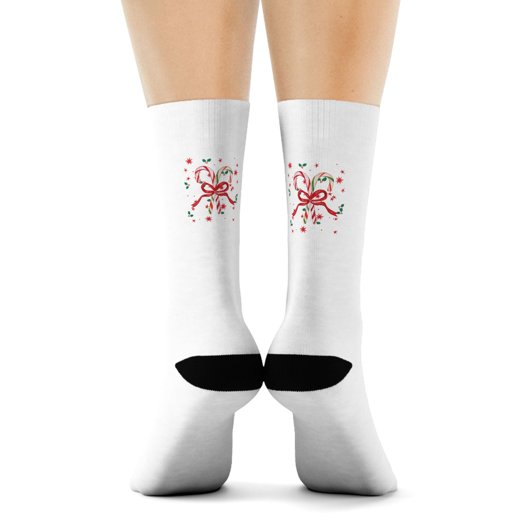 Candy Cane Christmas Socks- Cozy Holiday Crew Socks