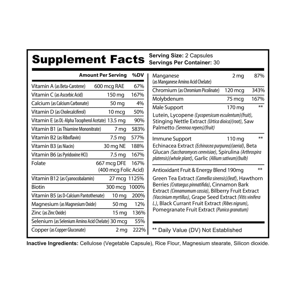 Lowkey Healing Men's Daily multivitamin- 60 capsules