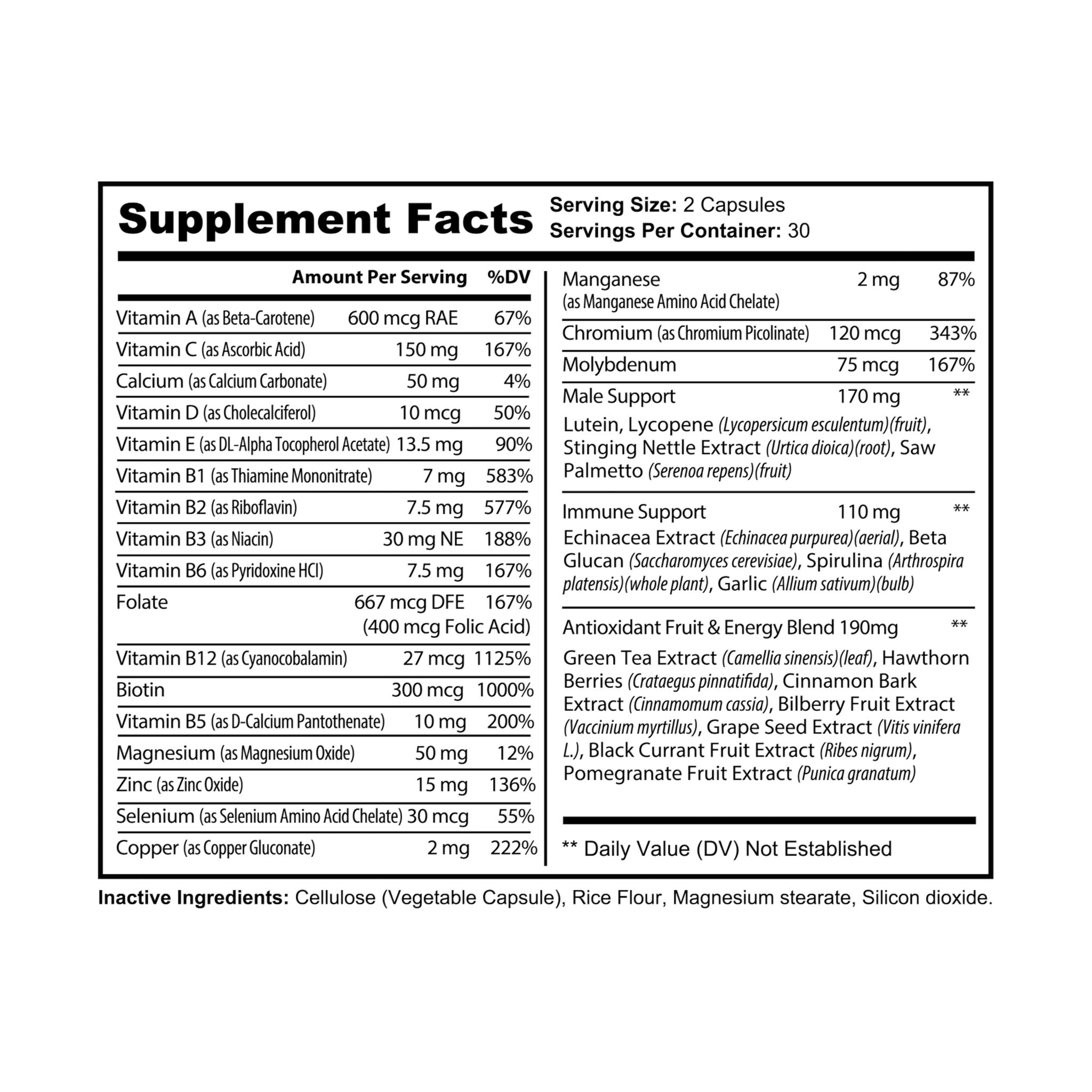 Lowkey Healing Men's Daily multivitamin- 60 capsules