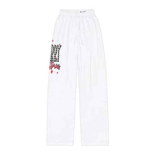 Kids Lounge Pants — Holiday Buffalo Check 'Candy Cane' Graphic