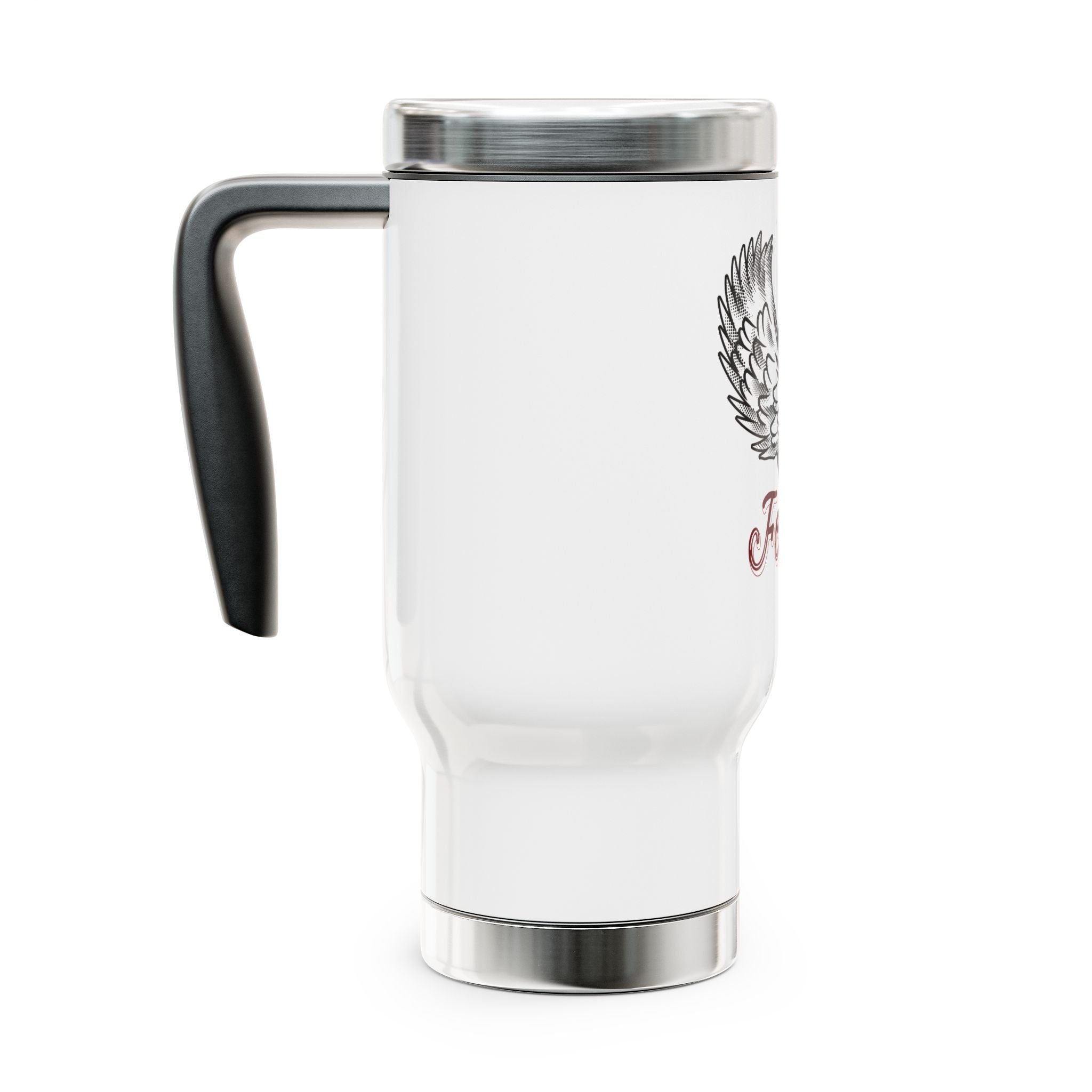 +"Be Fearless" Winged Heart Tumbler -14oz Stainless Steel With Handle