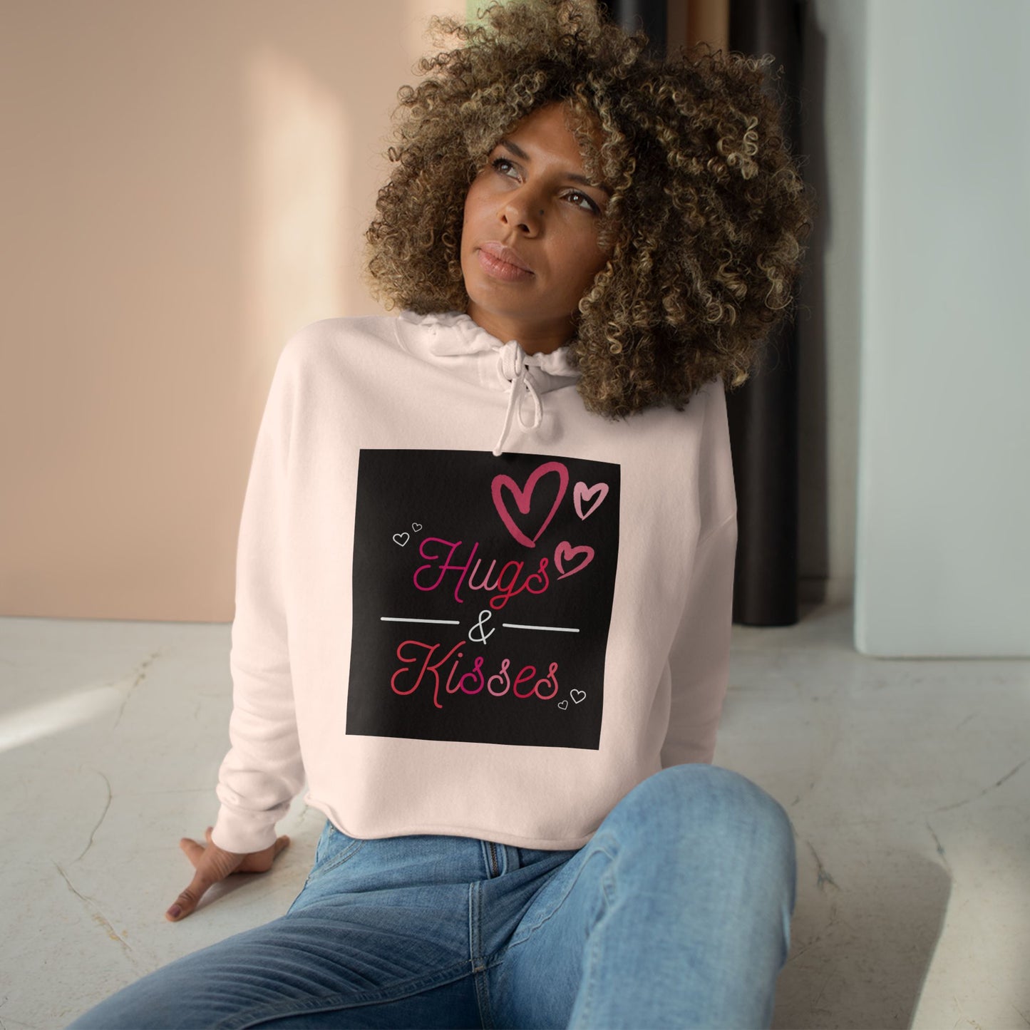 Lowkey Healing Crop Hoodie — Hugs & Kisses Graphic Cropped Sweatshirt