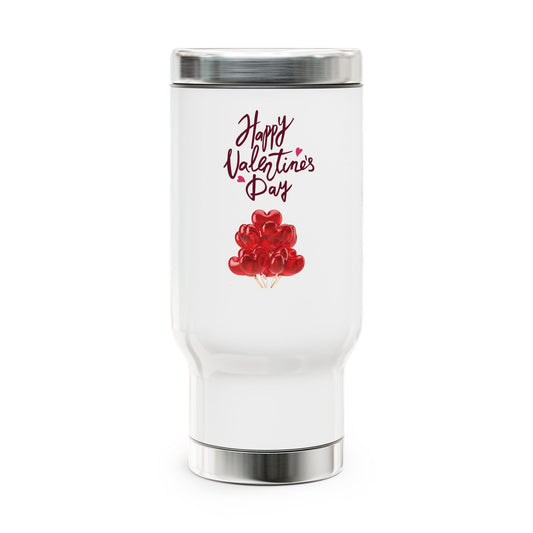 Happy Valentine's Day Heart Balloon Travel Mug-14oz Stainless Steel Tumbler