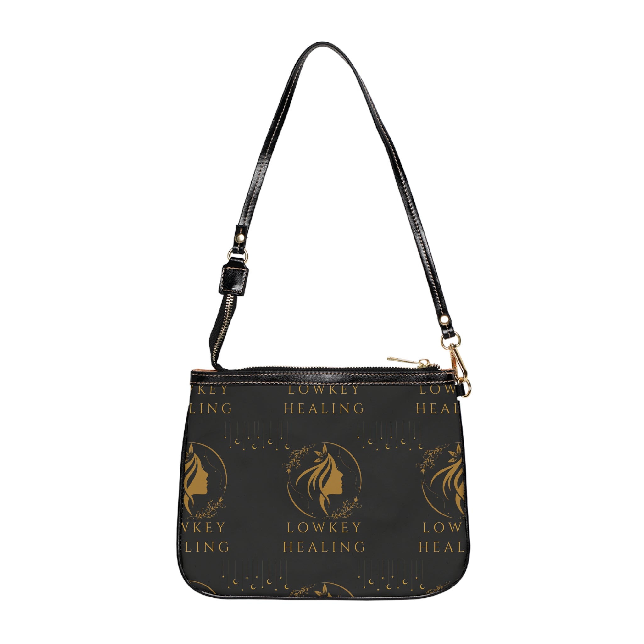 Lowkey Healing Signature Crossbody Bag- Black & Gold Everyday Essential Purse