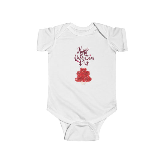 Valentine's Day Baby Bodysuit - "Happy Valentine's Day" Rose Bouquet Infant Onesie