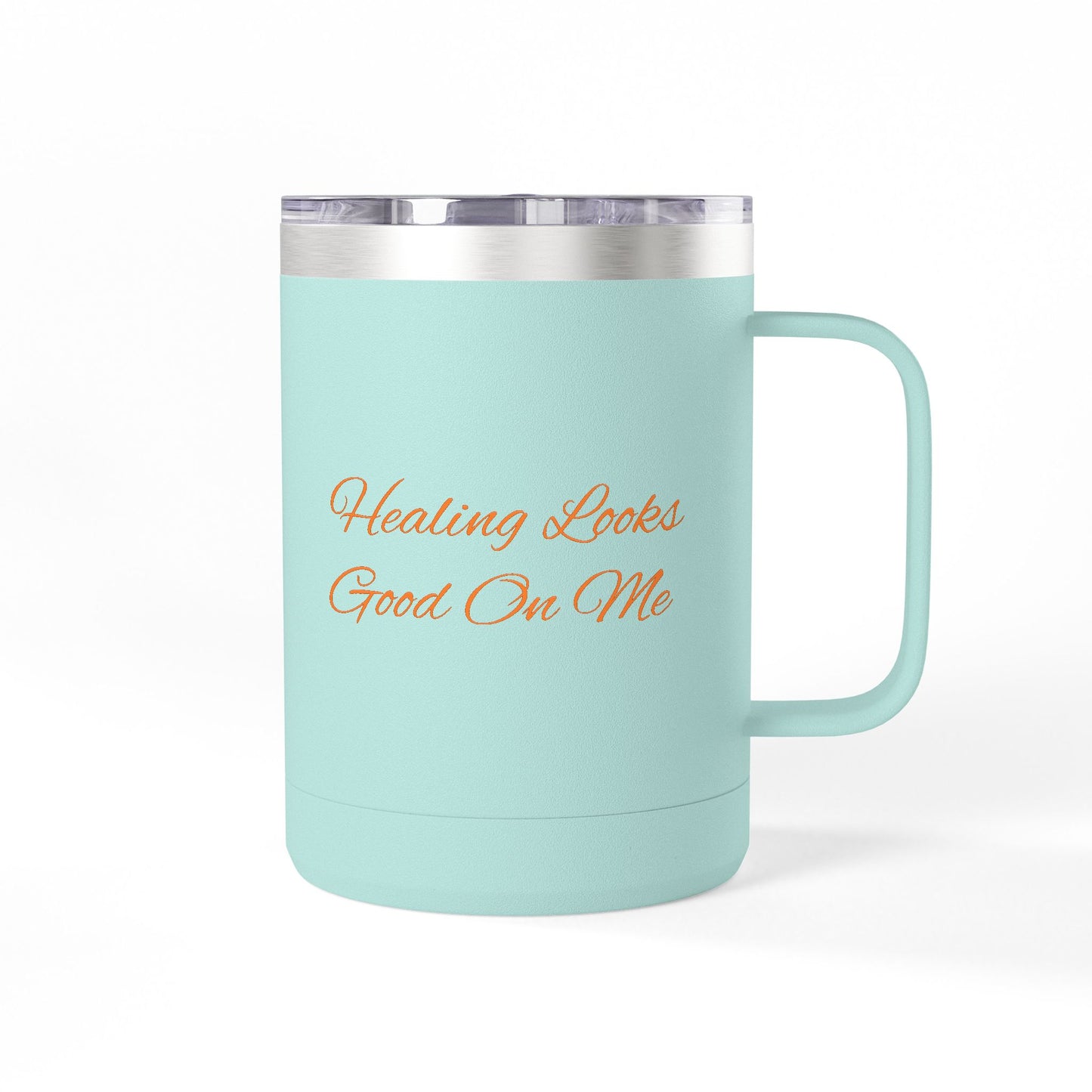 Healing Looks Good On Me Coffee Mug Tumbler, Inspirational Gift, Motivational Cup, Self-Care Reminder, Wellness Celebration Mug