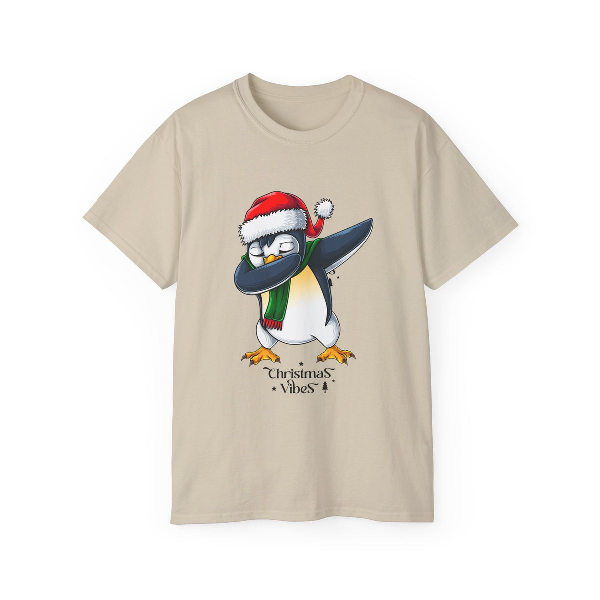 Women's Christmas Vibes Dabbing Penguin Tee