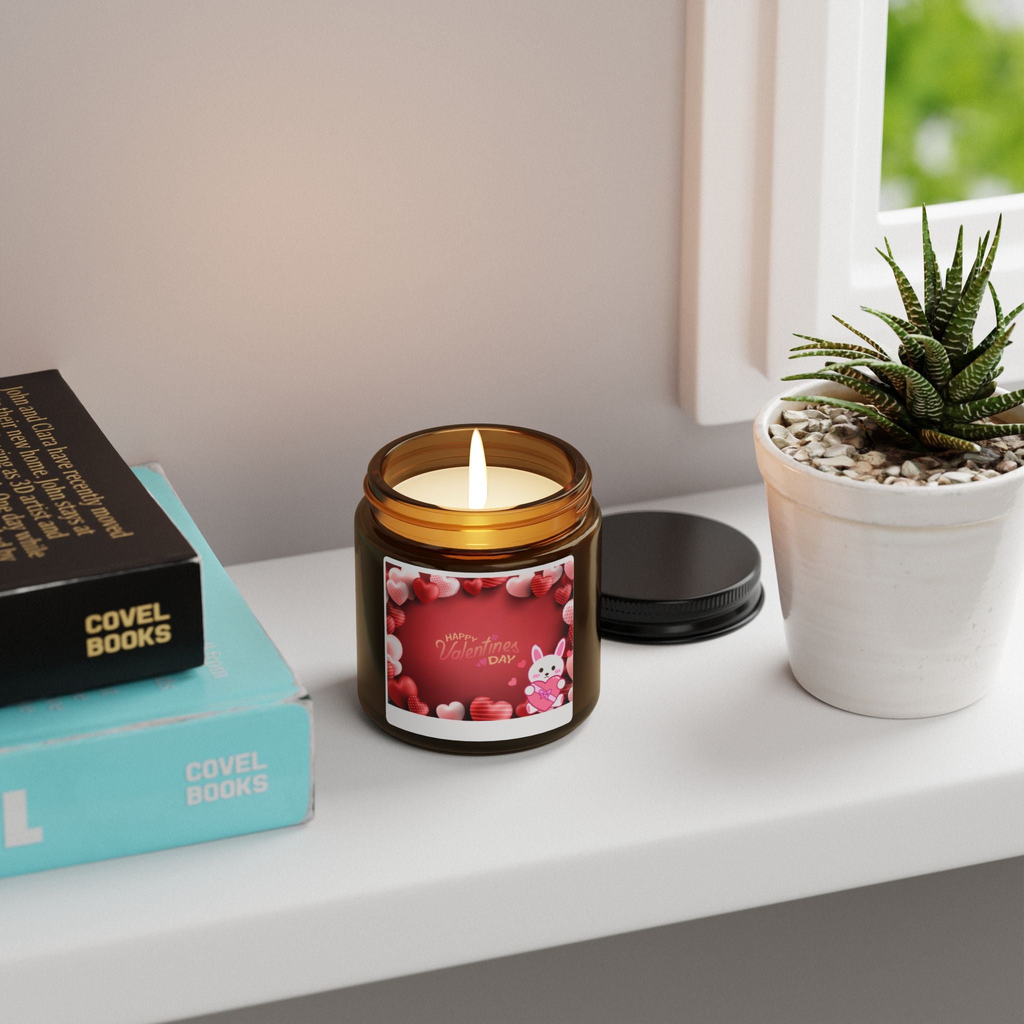 Happy Valentine's Day Bunny Love Amber Jar Candle