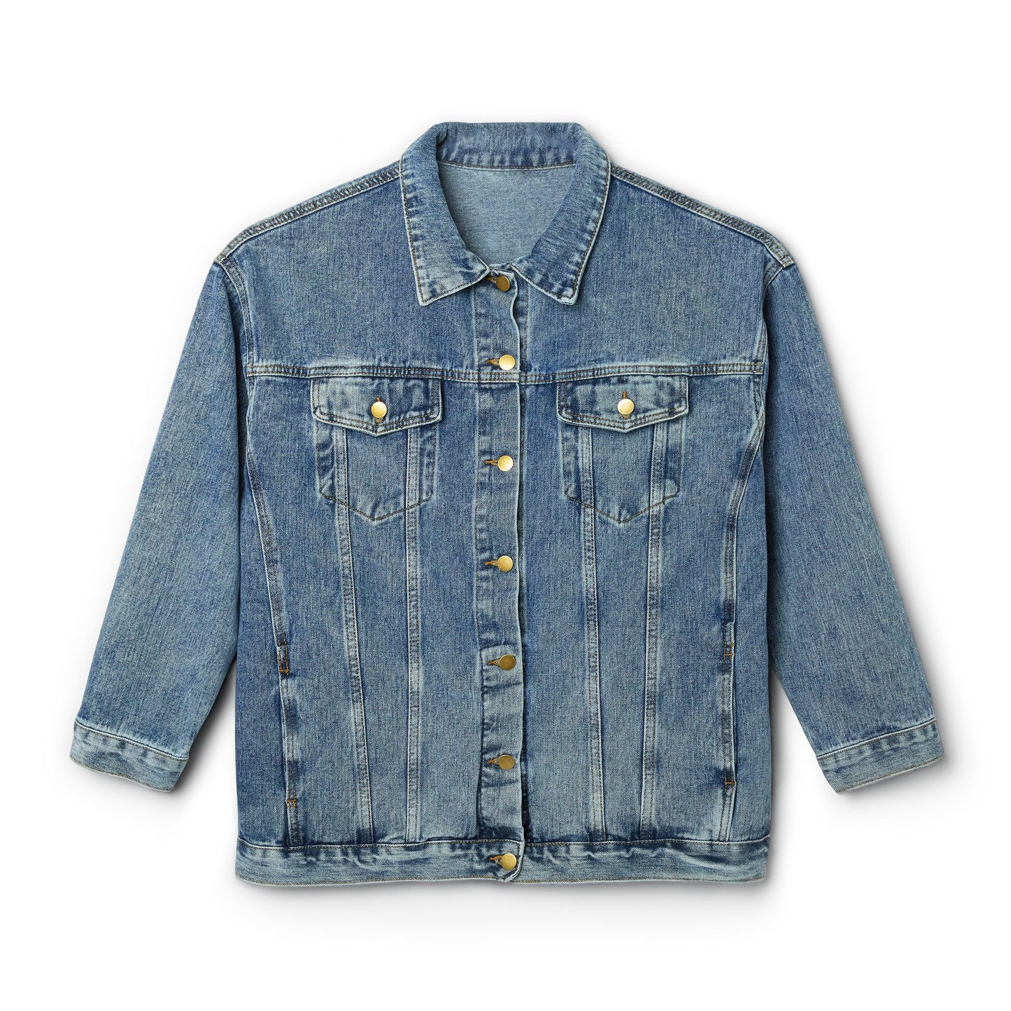 Lowkey Queen Energy-Crowned Denim Jacket