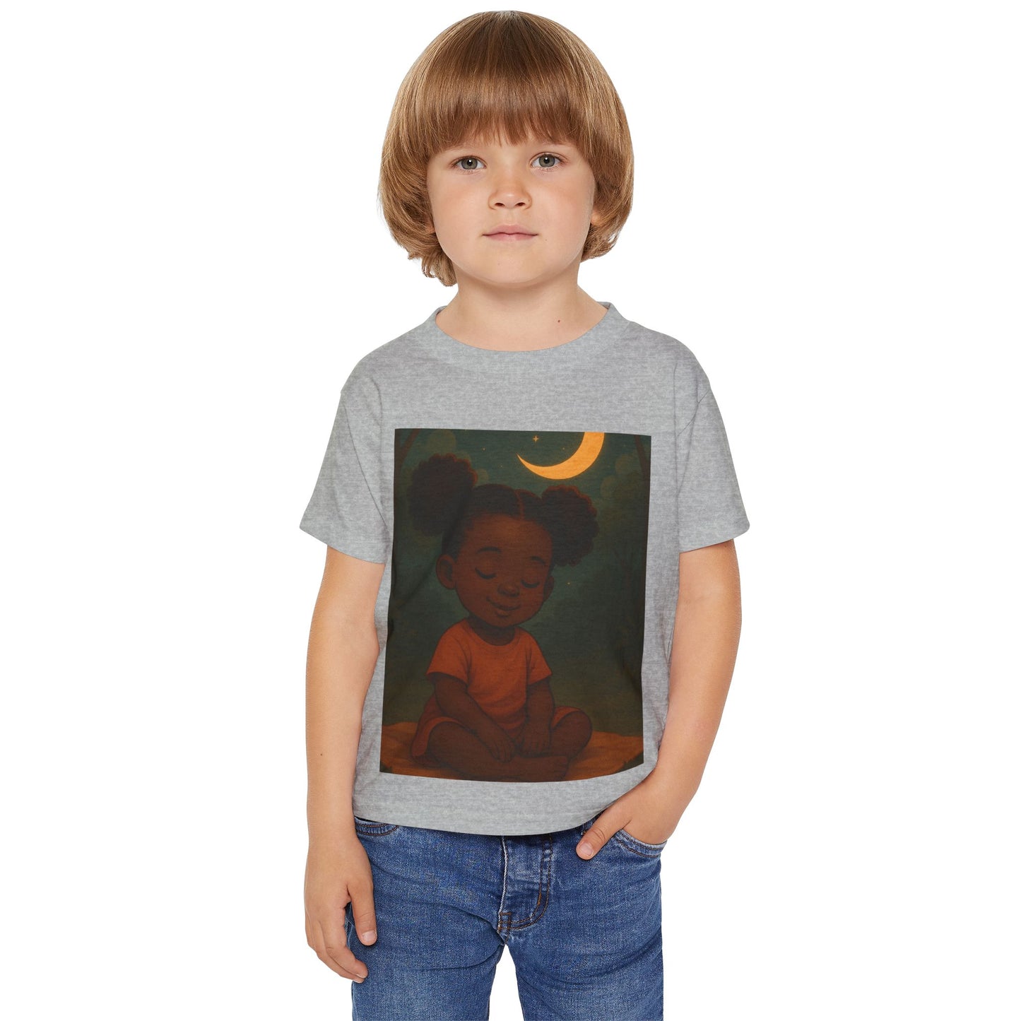 "LOWKEY LIL' ONES MOON & STARS TODDLER SHIRT-SOFT AFFIRMATION TEE FOR KIDS, GENTLE STRENGTH, DREAMY COMFORT"