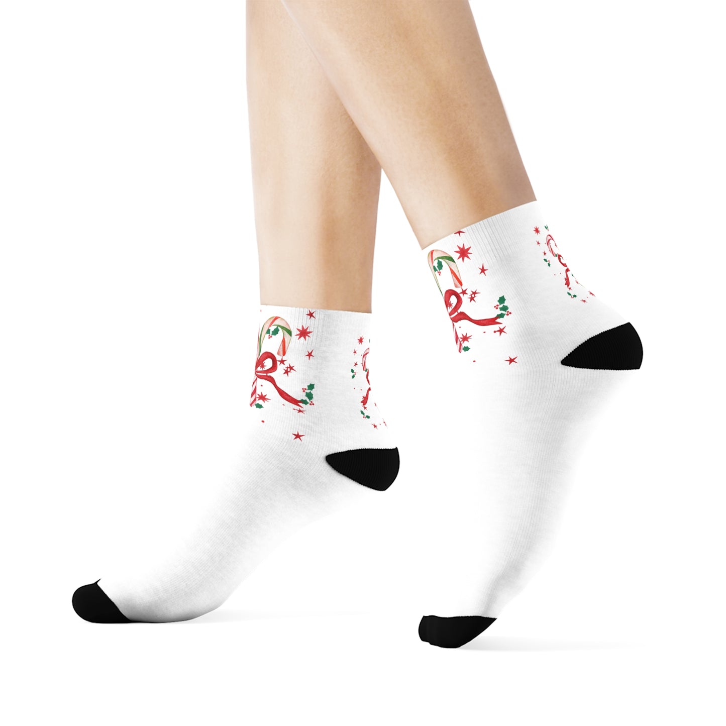 Candy Cane Christmas Socks- Cozy Holiday Crew Socks