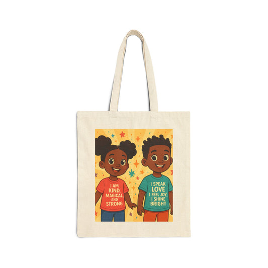 Inspirational Cotton Canvas Tote Bag for Positive Vibes, Eco-Friendly Carry All, Perfect Gift for Kids and Teens, Fun and Colorful Designs