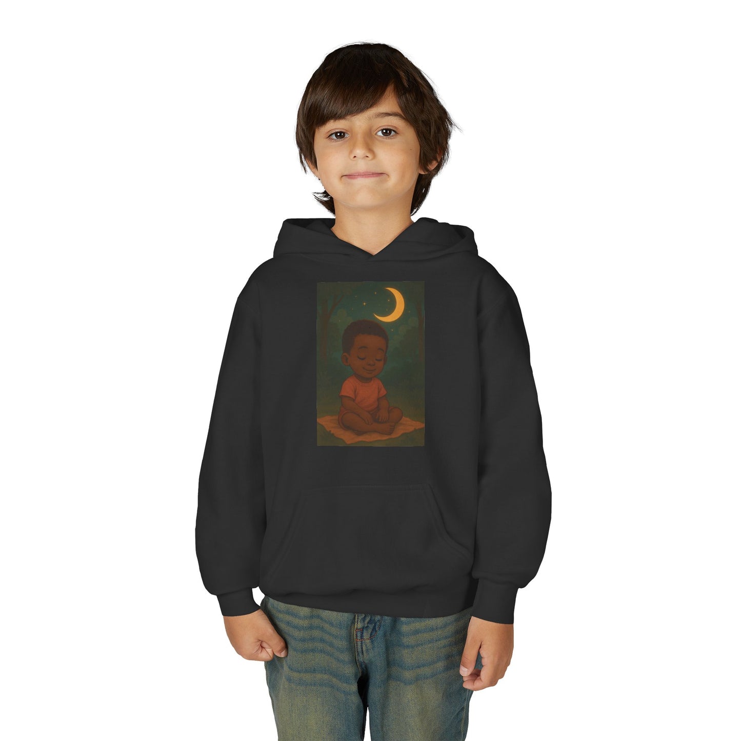 Lowkey Lil' Ones "Peaceful Moon" Youth Hoodie- Calm Energy for Growing Kings