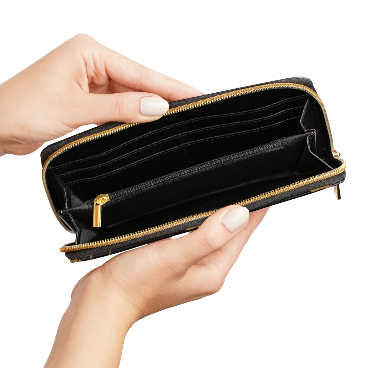 Lowkey Healing Signature Zip Wallet- Black & Gold luxe Everyday Organizer