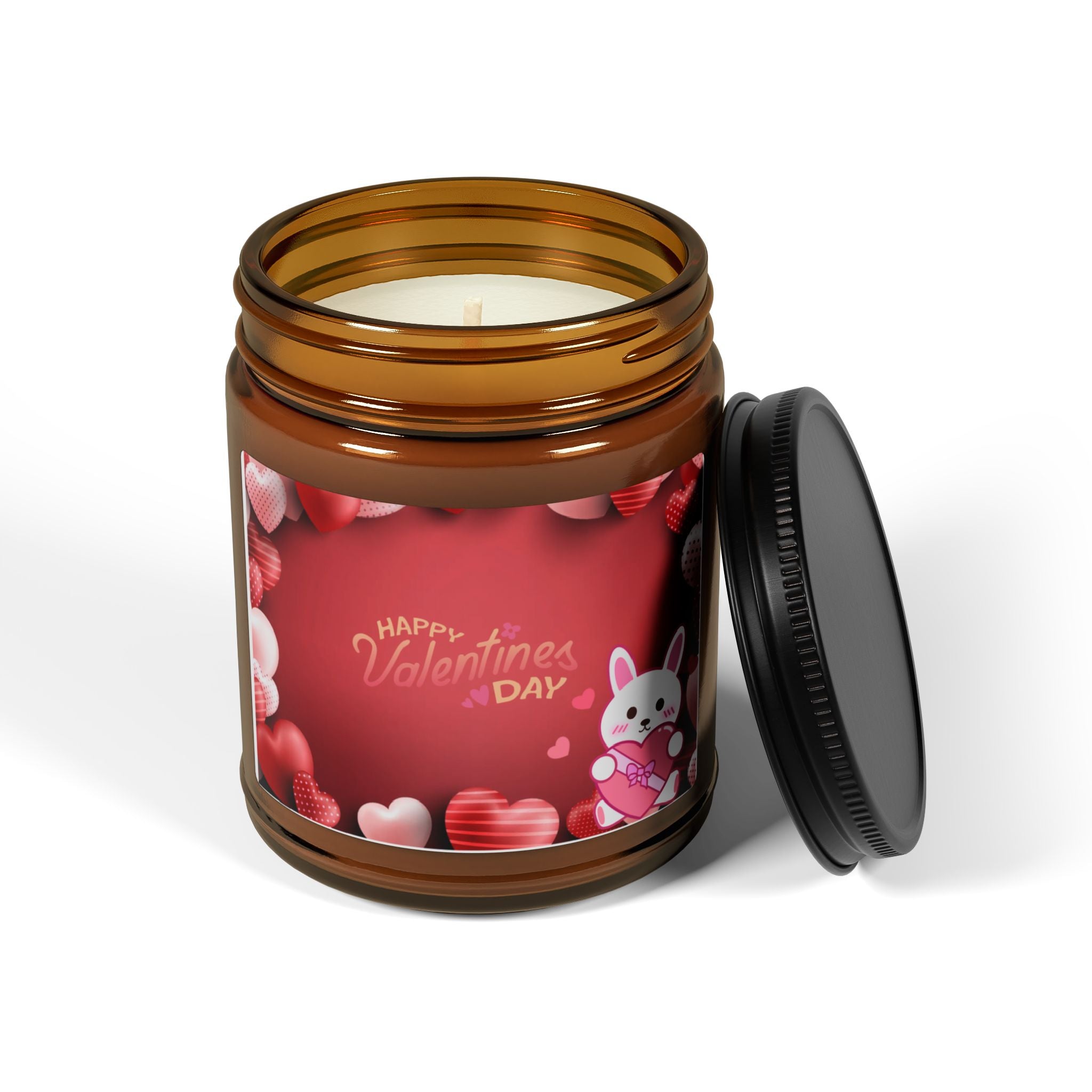 Happy Valentine's Day Bunny Love Amber Jar Candle