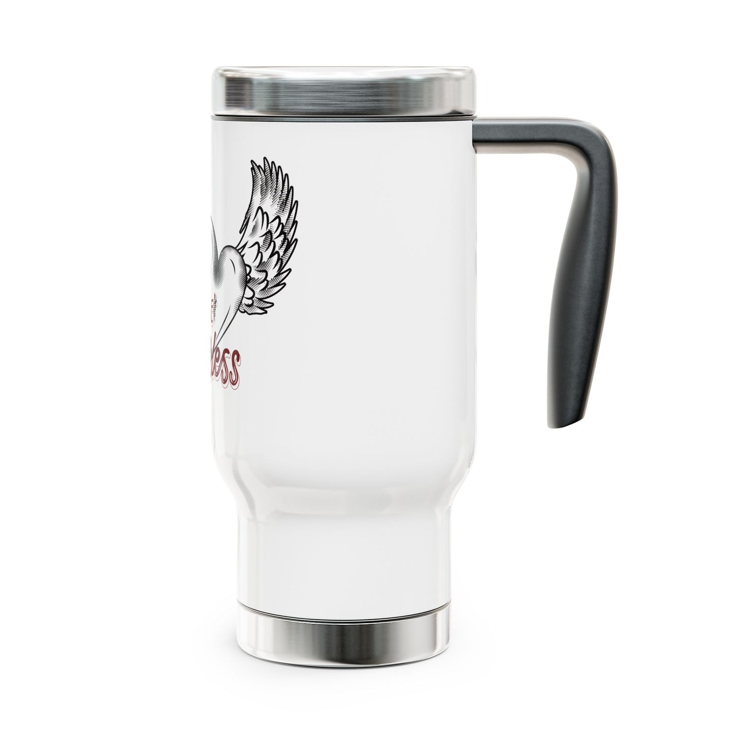 +"Be Fearless" Winged Heart Tumbler -14oz Stainless Steel With Handle