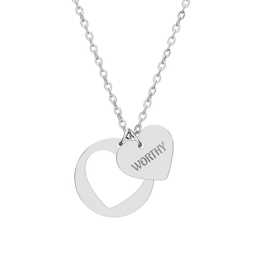WORTHY AFFIRMATION HEART PENDANT NECKLACE